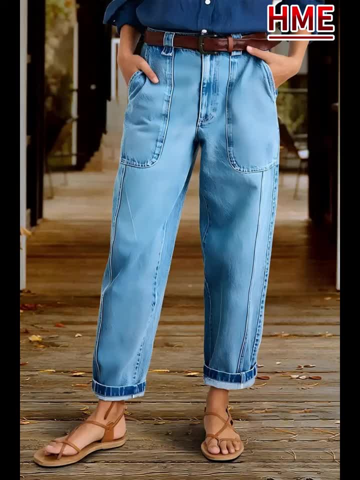 Women's Lake Blue Oversized Jeans - product view 3