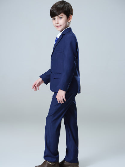 NIMBLE Boys Formal Suit Set Jacket Vest Trousers 3pcs 3-13Y Children Party Clothes Host Wedding Available In Four Colors Blue Black Khaki Navy Blue