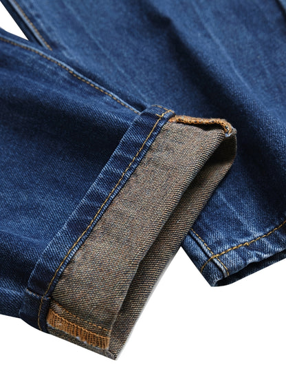 Men's Slim Fit Distressed Jeans - Straight Leg Ripped Denim Pants, Street Style, Blue Denim with Golden Thread Details, Machine Washable, Comfortable & Stylish for Casual Attire, Casual Everyday Jeans | Stylish Casualwear | Jeans