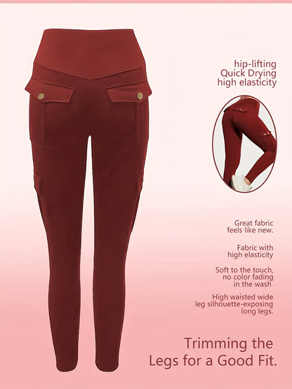 One Pair Of Women'S Slim Work Pants, With Multi-functional Pockets, High Elasticity. Aids In Tightening The Buttocks And Abdomen. Airtight Pants. Suitable For Outdoor, Home Use, Commuting, And Local Warehouse Direct Delivery.