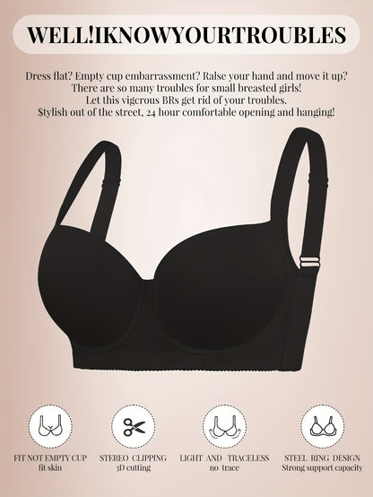 Seamless Large Size Push-up Bra for Women with Wide Shoulder Straps, Comfortable And Simple Bra