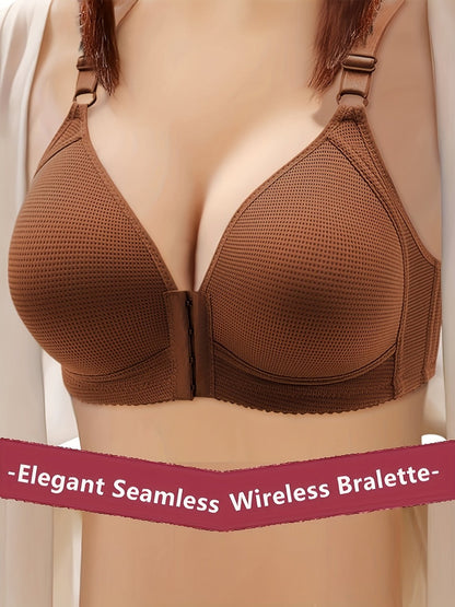 Women's Front-Closure Wireless Bra - 5-Pack Fixed Padding, Everyday Support