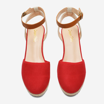 Women's Ankle Strap Closed Toe Espadrille Wedge Heels Sandals, Versatile and Stylish for weddings, shopping, dating, with wrap dresses, jeans, skirts, shorts, jumpsuits, for formal or casual occasions