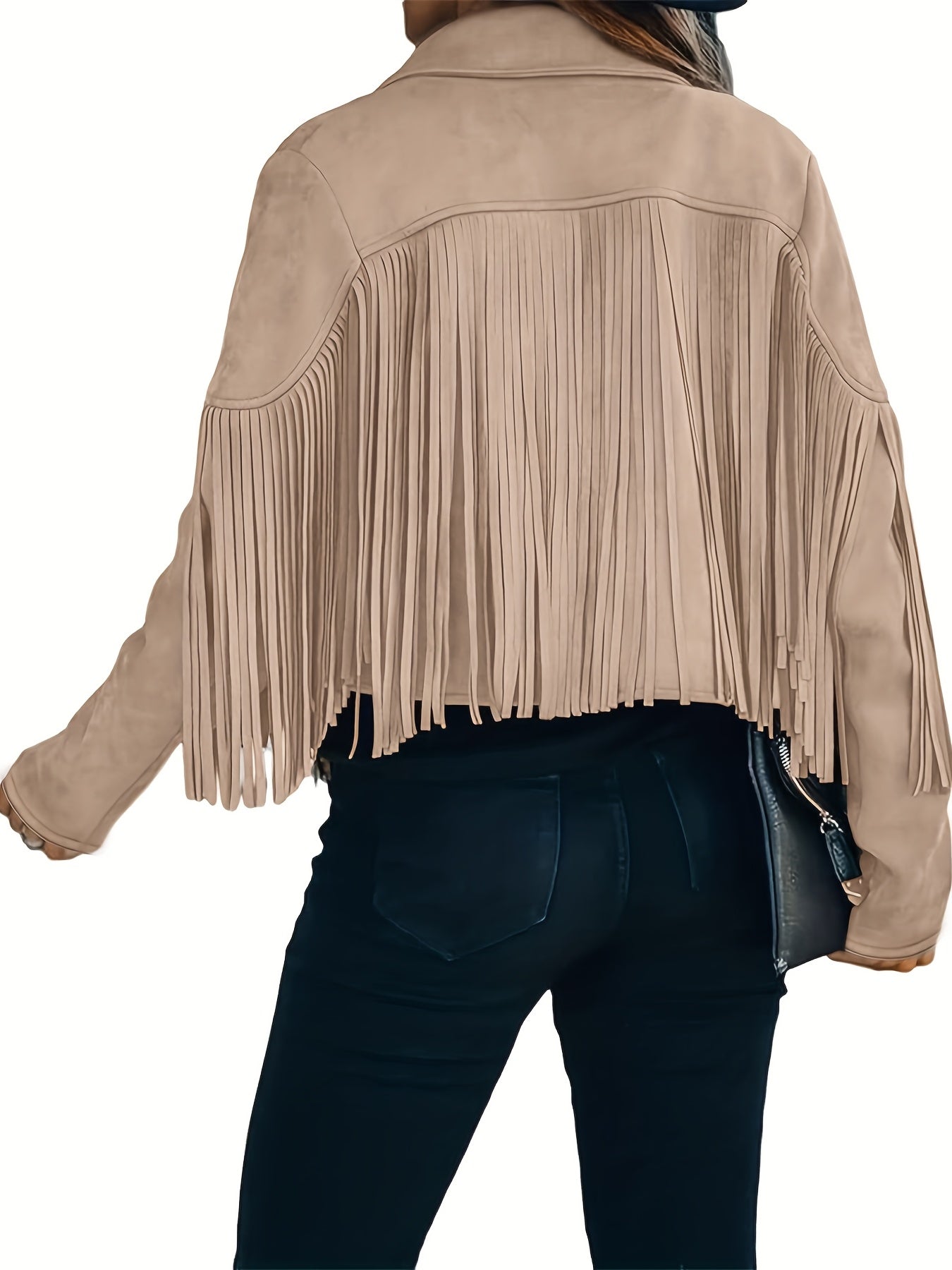 Faux Jacket Women Tassel Motorcycle Fringe Cropped Coats 2026 Spring Western Outfit Trendy Fall Long Sleeve Cowgirl Outfits Cardigan Jackets
