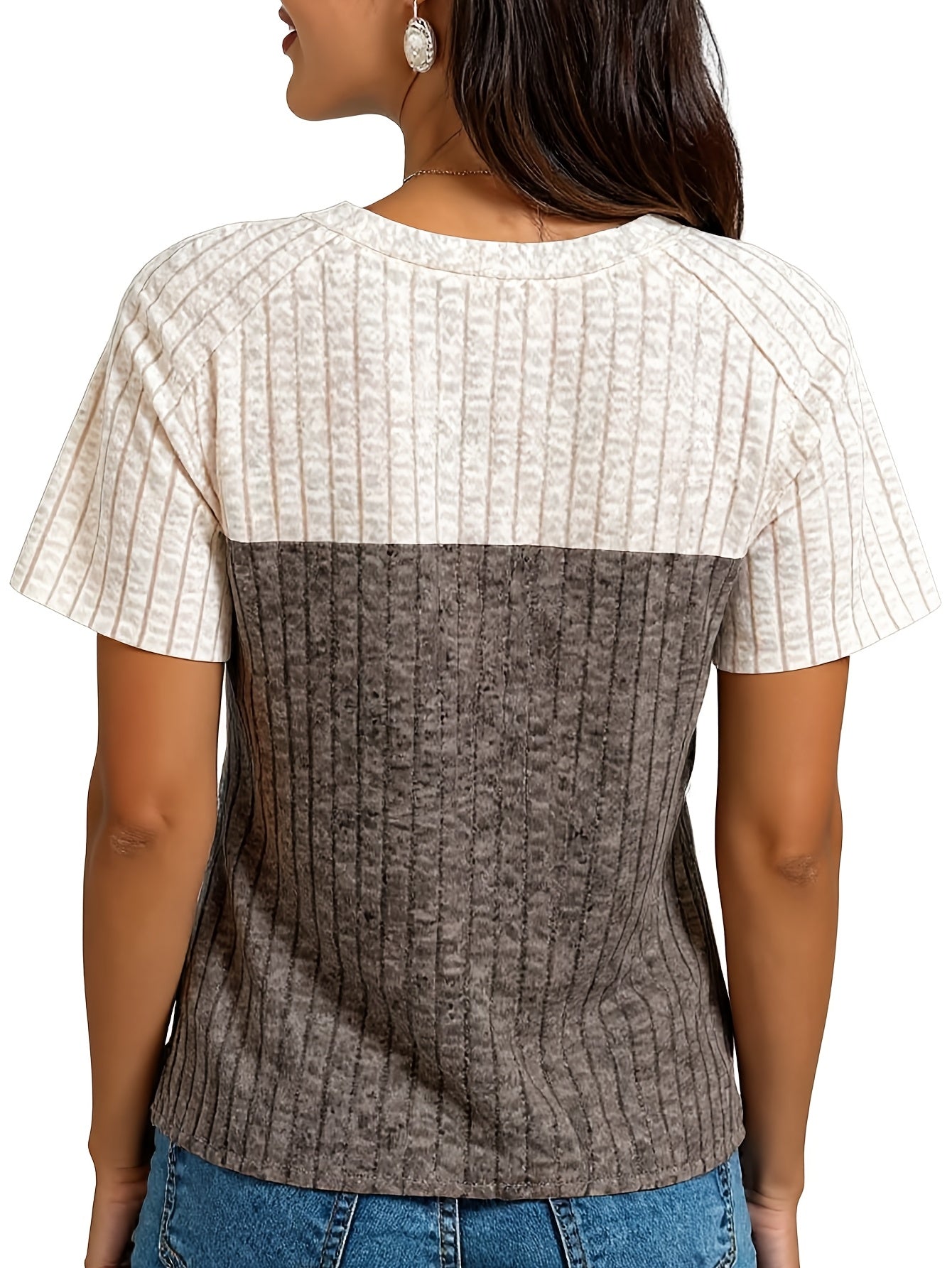Ladies' Comfortable Top, Elegant Loose, Basic Shirt, Round Tie, Button T-shirt, Casual Two-color Short-sleeved Pullover