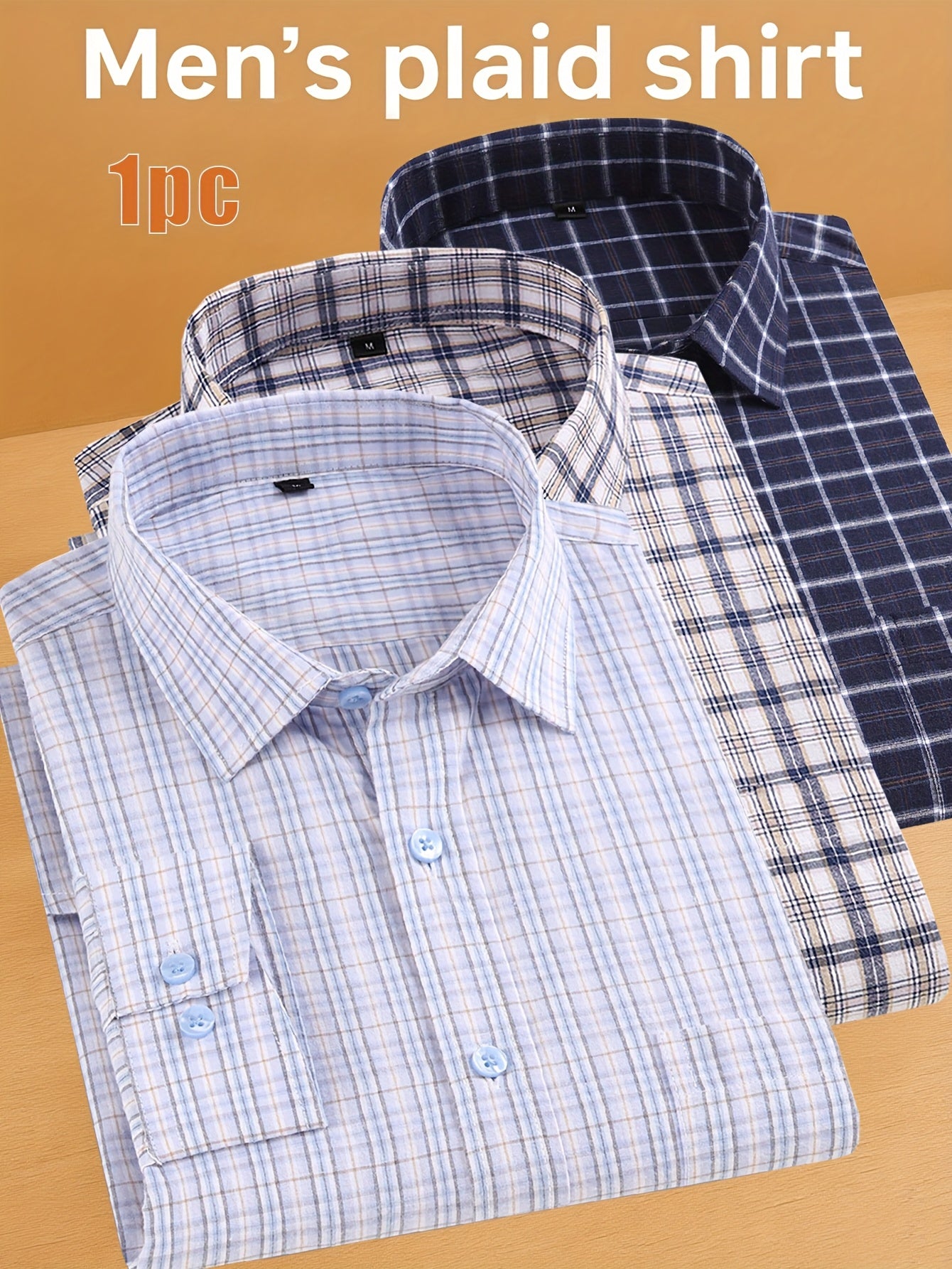 ! Men's Plaid Long Sleeve Shirt - Casual Button- with Pocket, 50% Cotton 50% Polyester, Comfortable Street Style & Commute Essential Fall Wardrobe
