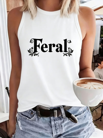 Crew Neck Tank Top for Women - Casual Round Neck Sleeveless Shirt with Polyester Fabric - Fashionable & Breathable Vest for All Seasons