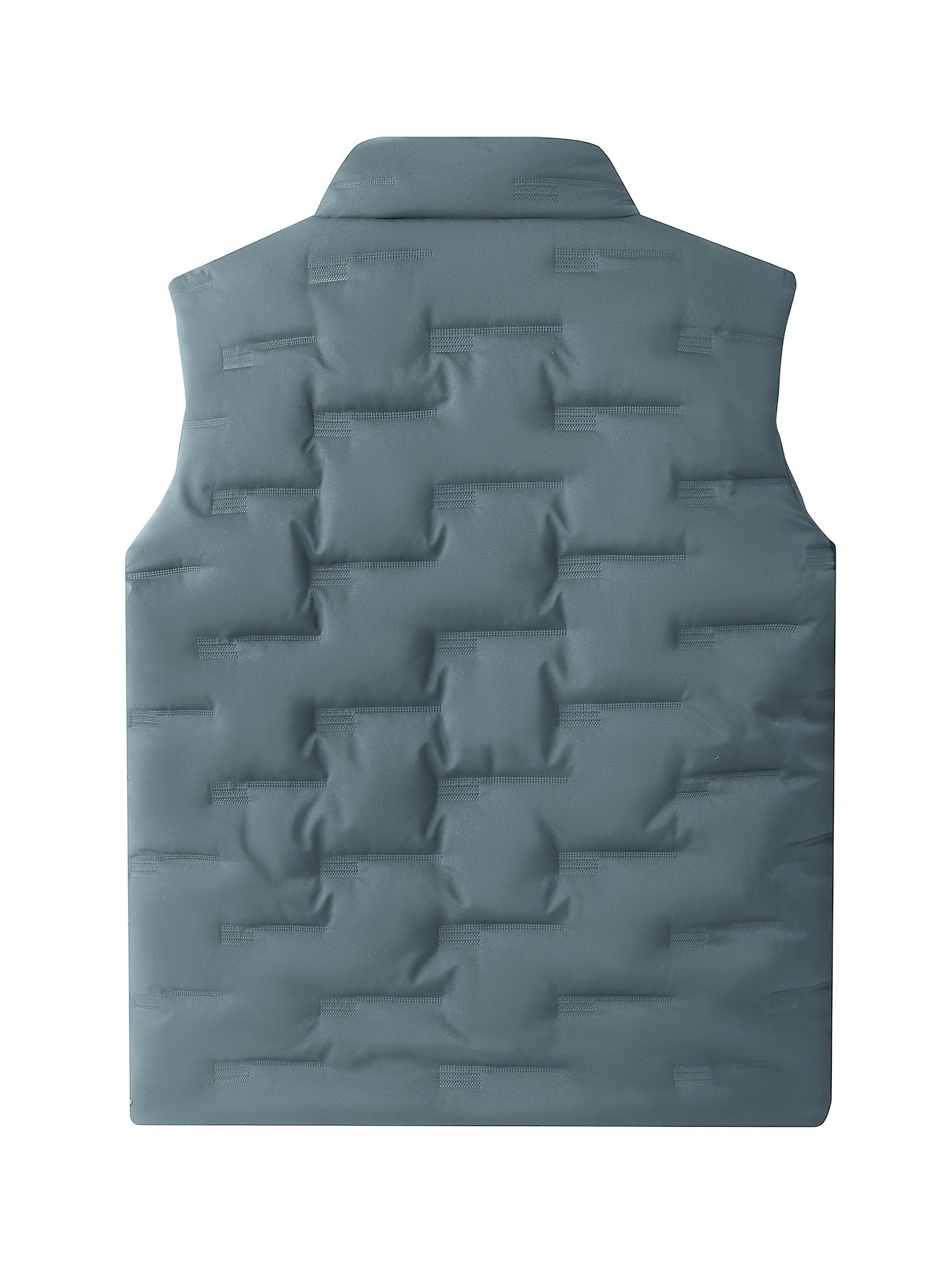 Men's Casual Stand Collar Vest, 100% Polyester Solid Color, Warm Fall/Winter Outerwear with Pockets, Non-Stretch Woven Fabric, Regular Fit - 120gsm