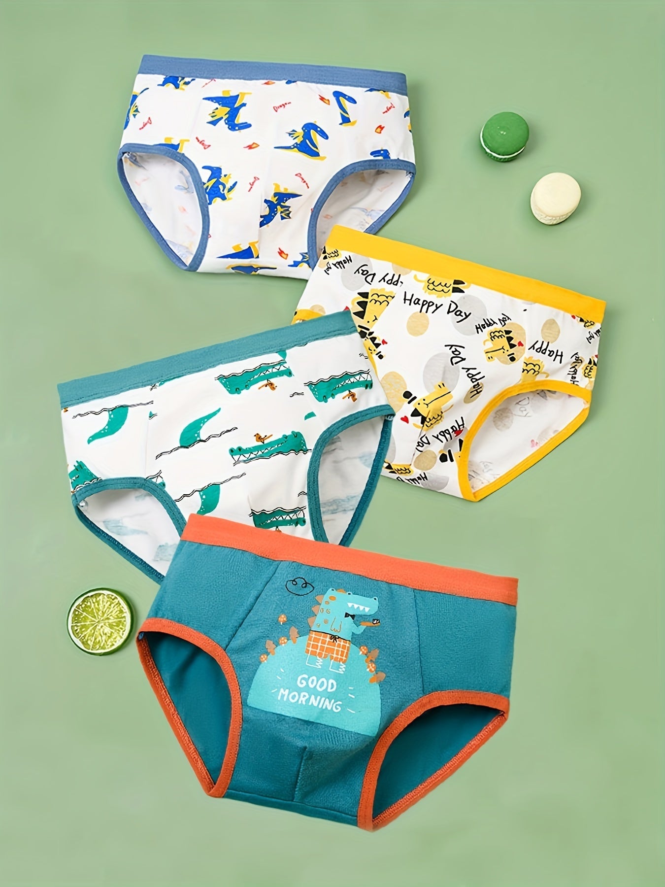 8pcs Boys' Ocean Crocodile Briefs - Soft, Breathable Blend Underwear with Stretch, Non-Transparent Animal Print for All Seasons