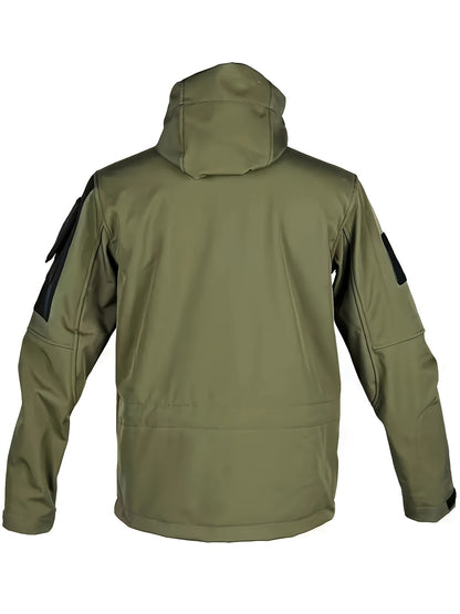 Men's Tactical Jacket Outdoor Zippered Shell Jacket, Windproof, Scratch Resistant, Warm Hooded Jacket, Suitable for Outdoor Activities, Ripstop Technology, Multiple Utility Pockets - Non-Stretch Outdoor Gear for Camping, Survival, Tactical Training.