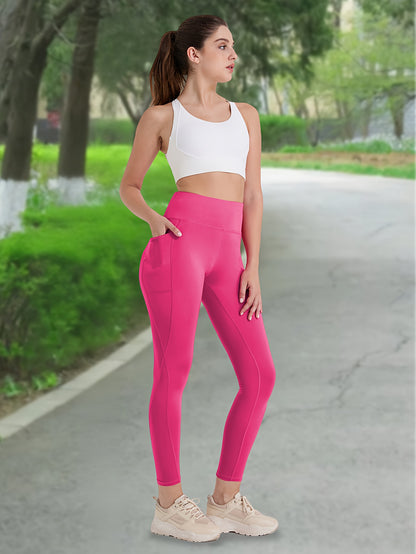 230g Women's Leggings Set of 3 High Waist Breathable with Pockets Compression Tights Multi-Color Suitable for All Seasons Daily Sports Fitness Yoga Shapewear