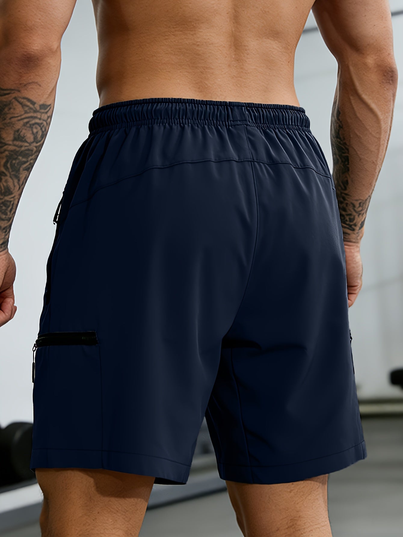 Plus Size Men'S Quick Dry Athletic Shorts, Elastic Waist Drawstring Zipper Cargo Shorts, Breathable Lightweight Multi-Pocket Casual Shorts for Gym Running Workout Outdoor Activities