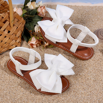 1 Pair of Girls Wearing Bow-Decorated Fashion Casual Cute Style Flat Sandals
