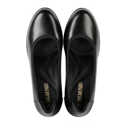 Women's Chunky Closed Toe Low Block Heels Work Pumps Comfortable Round Toe Dress Wedding Shoes Women's Chunky Heel Pumps - Non-Slip TPR Sole Dress Shoes