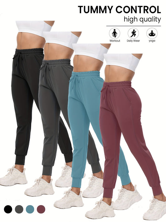 4 Pack Joggers for Women - Sweatpants with Pockets Lightweight Comfy Yoga Pants for Workout Travel Lounge