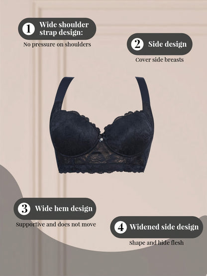 Sexy Beautiful Lace Women'S Underwear Gathered Wide Shoulder Straps Breathable And Comfortable Bra Can Be Worn Daily