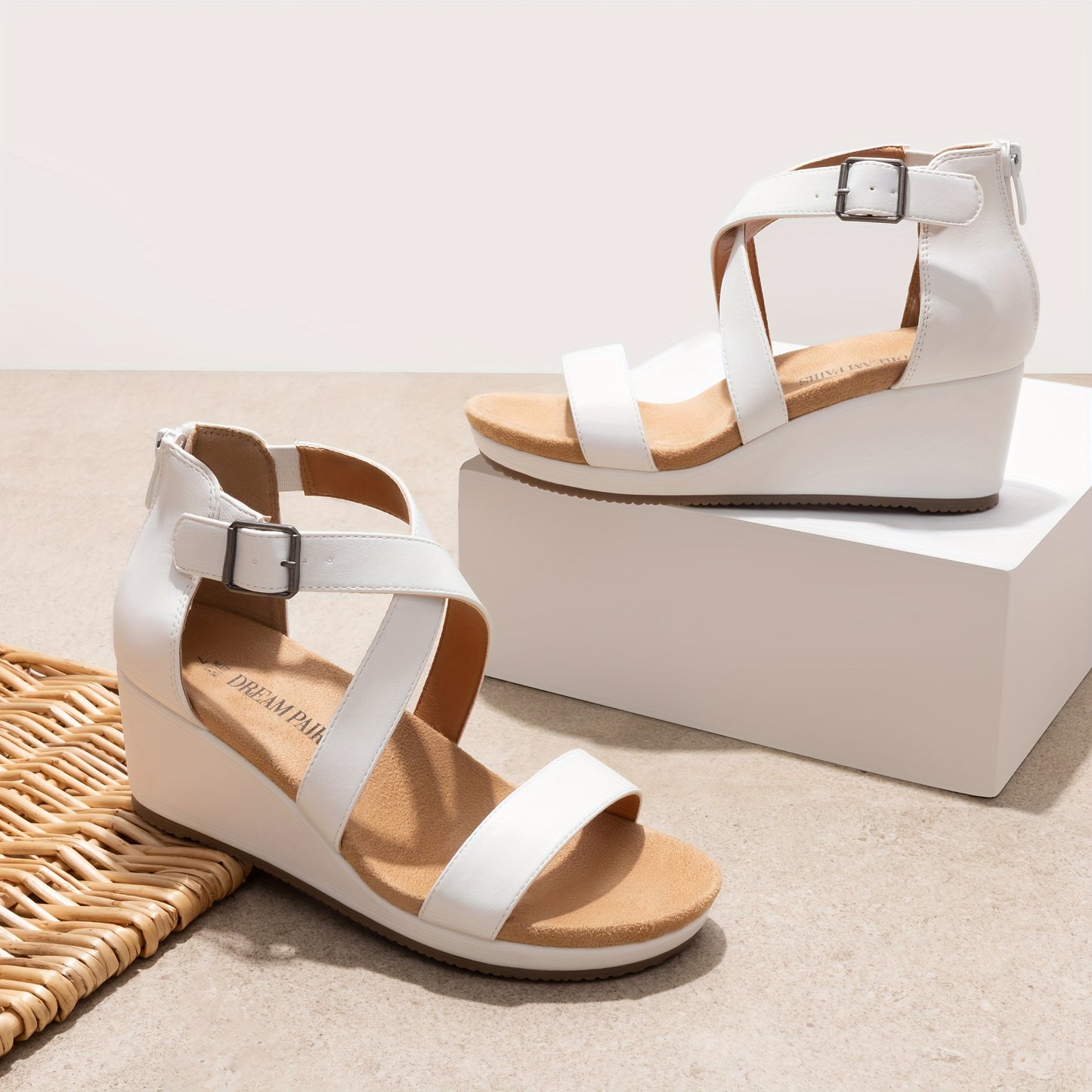 Women's Open Toe Buckle Ankle Strap Summer Platform Wedge Sandals Stylish and Comfortable and Fashion Shoes Fashion Outdoor Shoes Quick On and Off Suitable for Different Occasions, Women Shoes