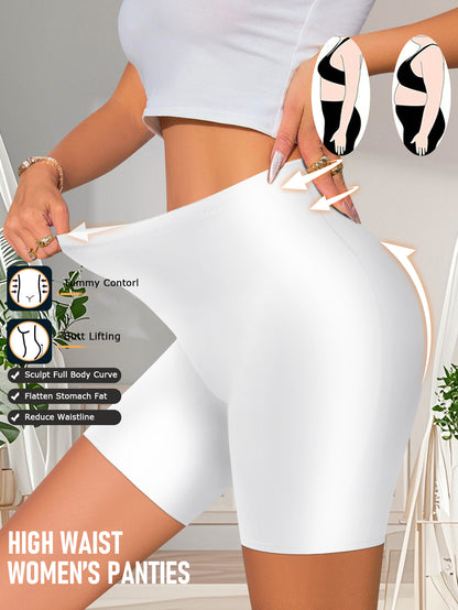 5 Pack Women'S High Waisted Boyshorts Glossy Satin Fabric Tummy Control Butt Lifting Anti Chafe No Roll Breathable 4-Way Stretch Slip Shorts for Under Dresses Seamless Everyday Wear Underwear Sizes S-XXL
