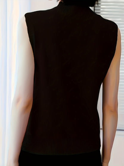 New Women's Vest Women Spring Summer Slim Ladies Short Solid Color All Matching Half High Neck with Sleeveless Top Festive Atmosphere Clothing