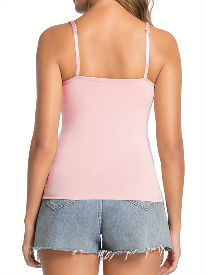 [3-Pack Adjustable Camisole] 3-Pack Comfortable And Versatile Adjustable Strap Camisole With Built-in Bra Pads, One-Piece Bra For Anti-Exposure, Suitable For Home Wear Or Outerwear