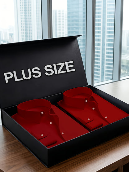 2pcs Set Of Men'S Plus-size Long-sleeve Shirts, 2XL To 6XL Size Shirts For Chubby Men, Versatile Plus-size Shirts For Daily Commuting, Summer Cool Shirts, Easy-care Wrinkle-resistant Plus-size Business Shirts, Gifts For Family