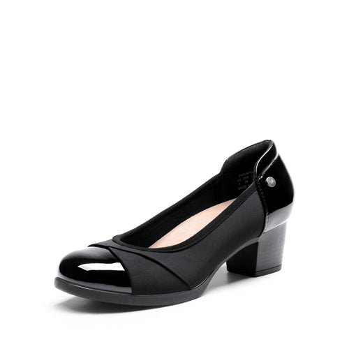 Women's Pumps Low Chunky Block Closed Toe Shoes Work Comfortable Heels Round Toe Dress Elegant & Breathable Pumps Dress Shoes Low Heel Slip On Loafers Pumps