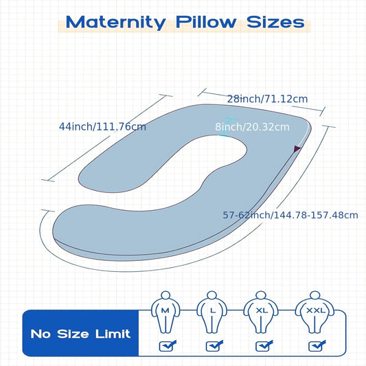 57-Inch J-Shaped Pregnancy Pillow - Breathable Washable Cover – main product image