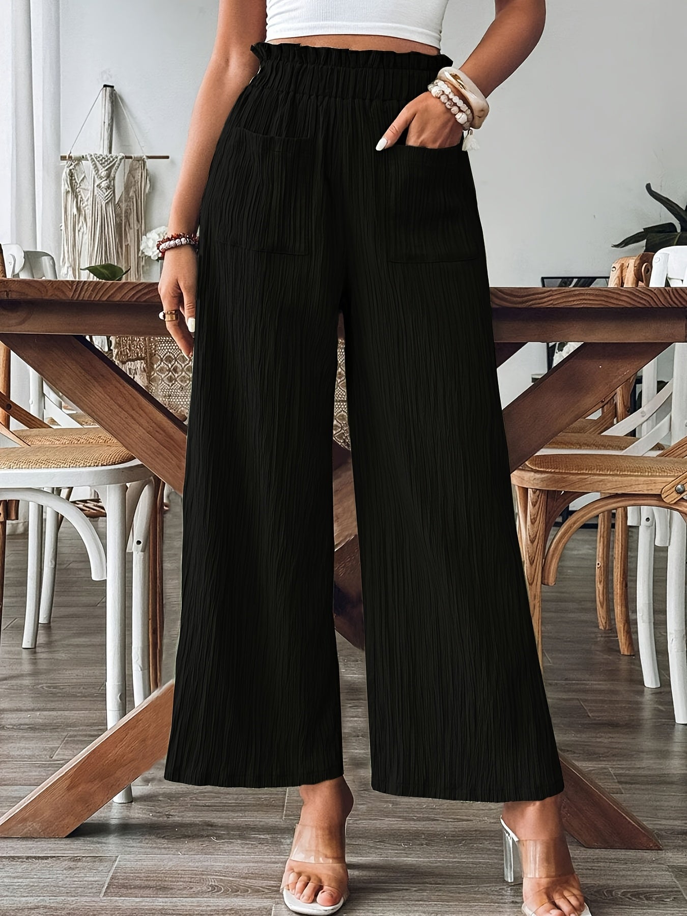 Women'S Home Solid Color Casual Straight Leg Pants for All Seasons. Fashionable And Comfortable