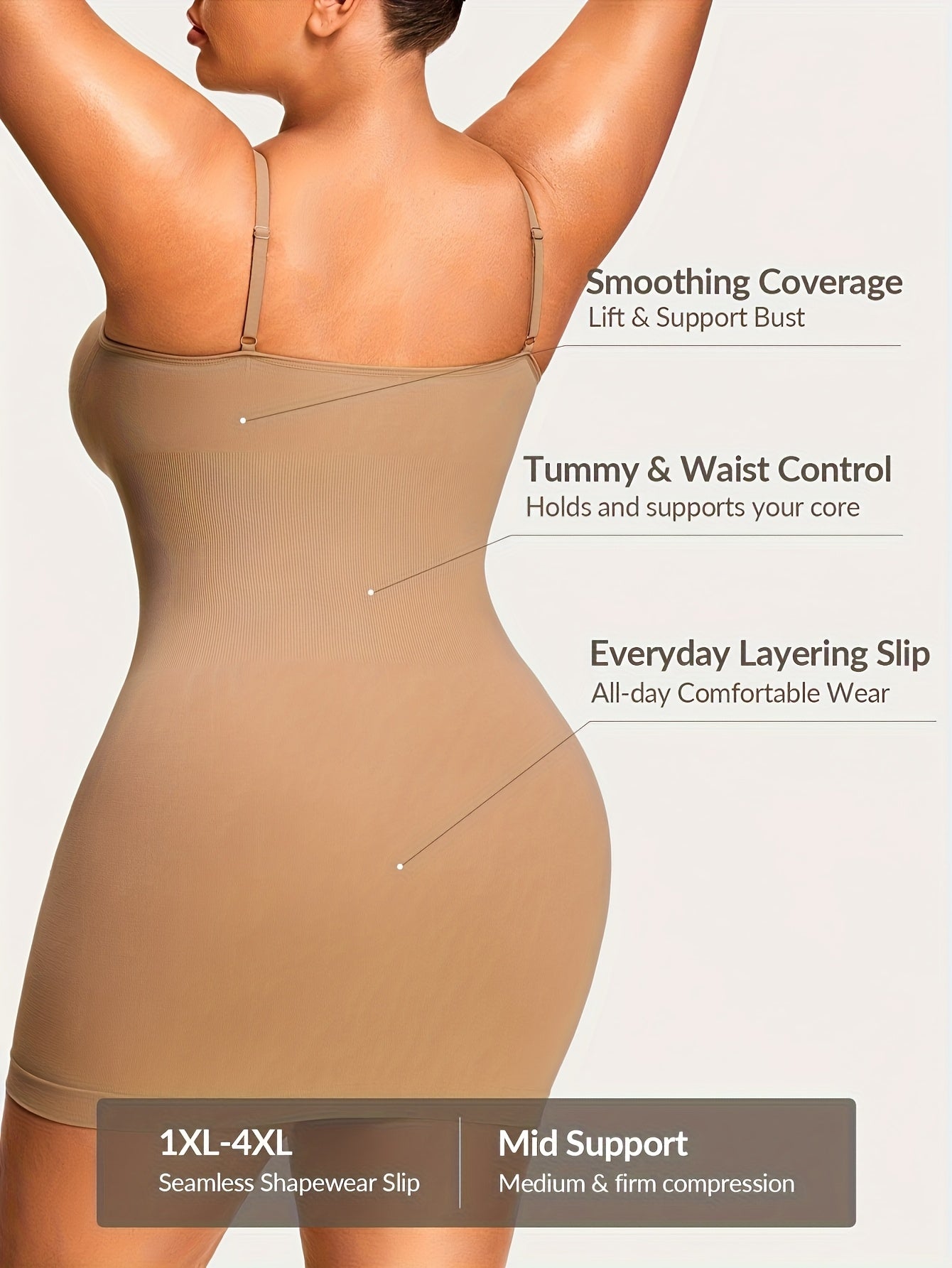 Plus-Size Body Shaper One-Piece Camisole Dress in Kardashian Style, Body Shaping And Toning, Lifting The Buttocks And Cinching The Waist, with Soft And Comfortable Fabric