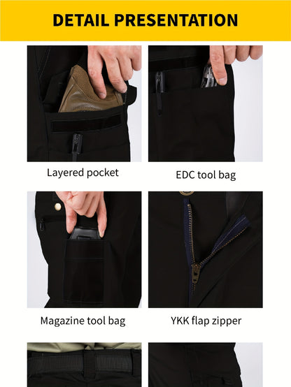 2pcs Set, Men'S Outdoor Cargo Pants, Multi-Functional Pockets, Lightweight, Ripstop, Durable Work Pants, for Camping Hiking Fishing, Suitable for Spring Summer And Autumn Seasons