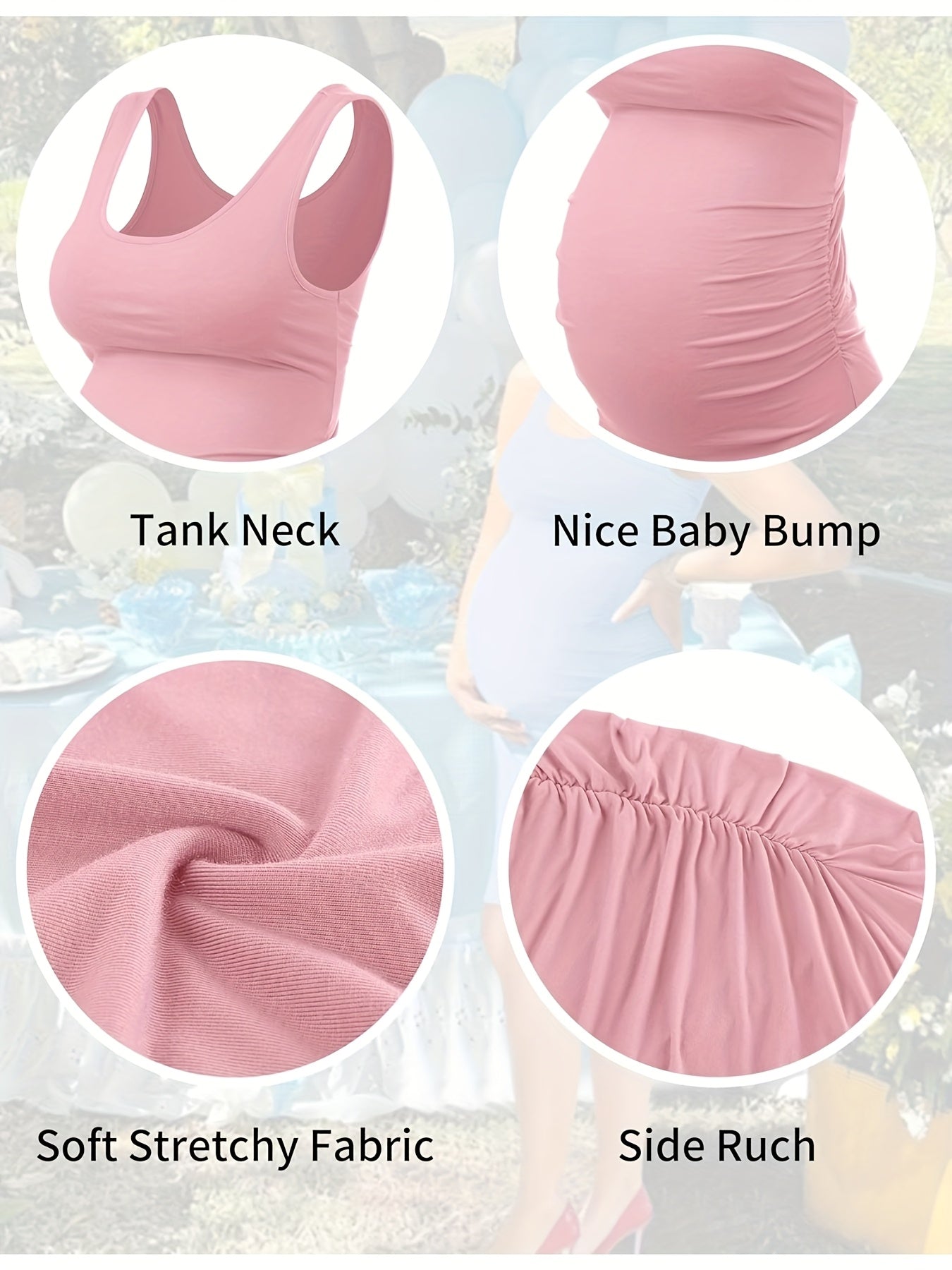Women's Maternity Dresses for Daily Baby Shower Photography Short Sleeve Sleeveless Tank Dresses Side Ruching