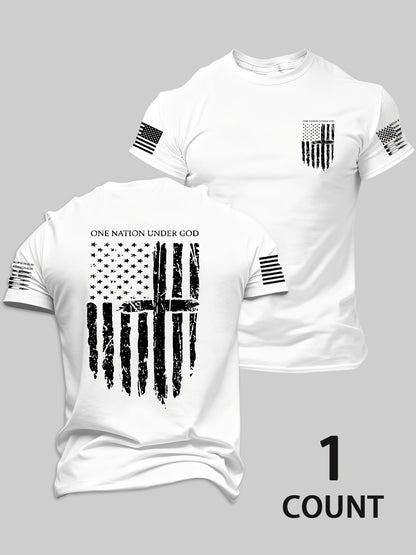 MIXECI Brand Teenager'S Letter Flag Pattern Printed Round Neck T-Shirt, Summer Outdoor Sports Short Sleeve, For Teenager
