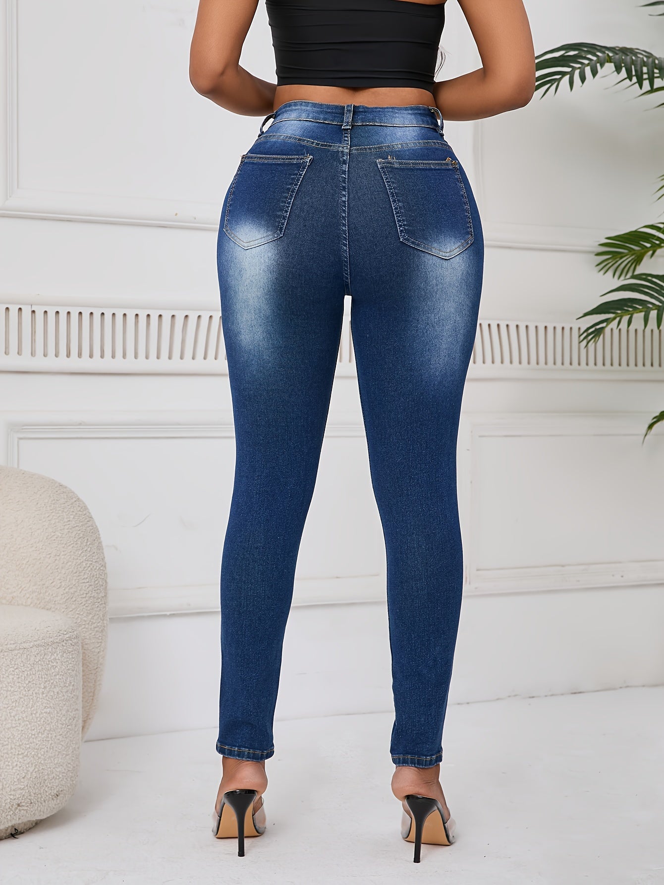 Women Distressed Jeans Women`S Waist Stretch Denim Pants Color Ripped Yellow Detail Skinny Jean for Women