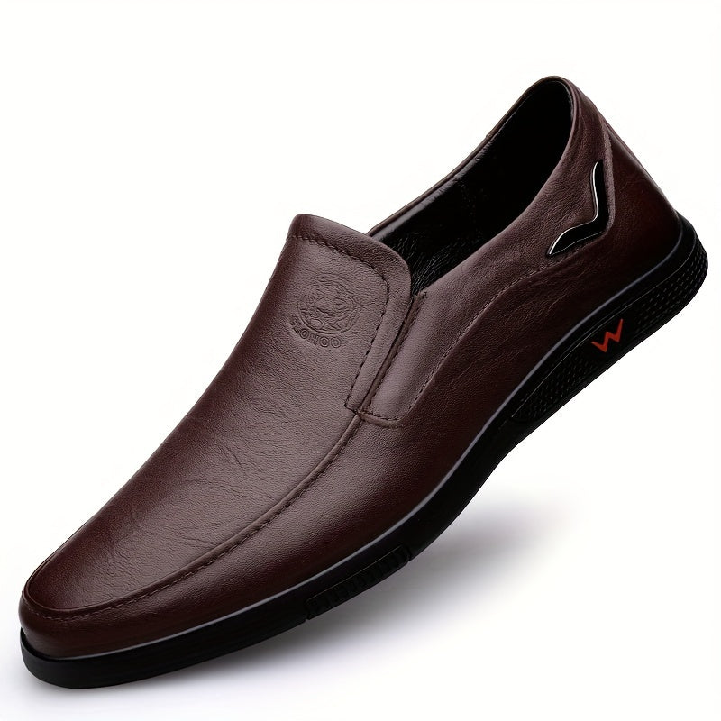 CLOHOO Men'S Slip-On Loafers - Genuine Faux Leather Upper, Soft Rubber Sole, Comfortable Casual And Business Casual Shoes, Round Toe, Low-Top Design, Synthetic Lining, All-Season Wear, Everyday Loafers | Classic Loafer Style | Rubber Sole Footwear