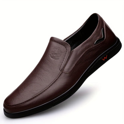 CLOHOO Men'S Slip-On Loafers - Genuine Faux Leather Upper, Soft Rubber Sole, Comfortable Casual And Business Casual Shoes, Round Toe, Low-Top Design, Synthetic Lining, All-Season Wear, Everyday Loafers | Classic Loafer Style | Rubber Sole Footwear