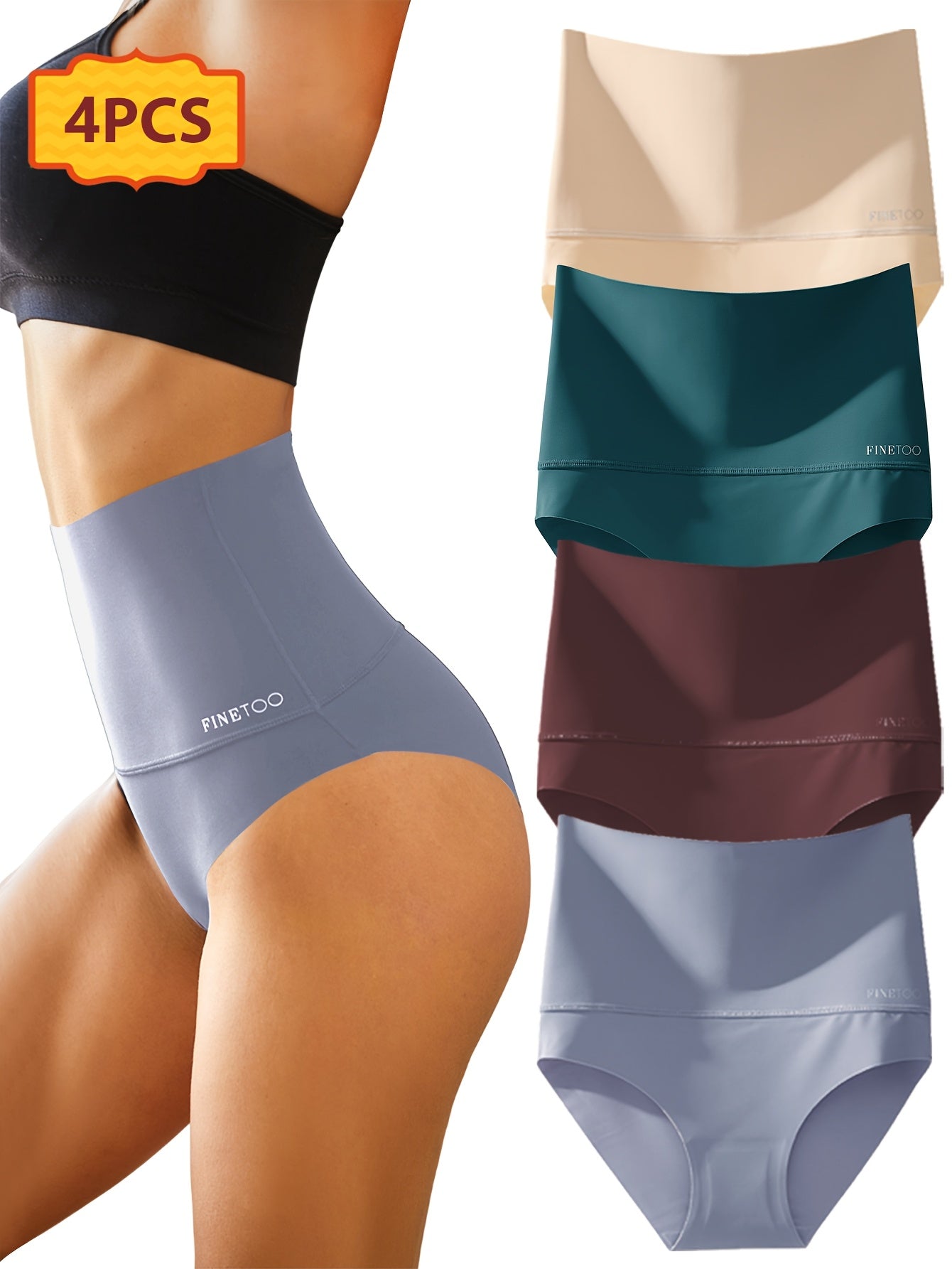 4pcs Seamless High Waisted Triangle Pants, Seamless Abdominal Underwear, Elegant, Comfortable, Skin Friendly And Breathable Underwear, Suitable For Daily Commuting, Women'S Underwear And Underwear
