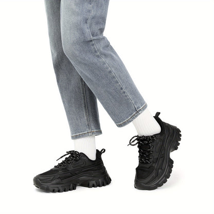 Stylish Chunky Sneakers for Ladies, Featuring Bold Platform Design And Comfortable Lace-Up Style., Women Shoes