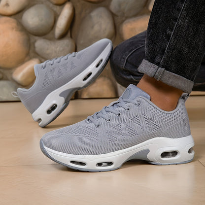 Men'S Air Cushioned Sports Shoes, Fashionable And Breathable Lace Up Running Shoes, Casual Outdoor Lightweight Walking Shoes