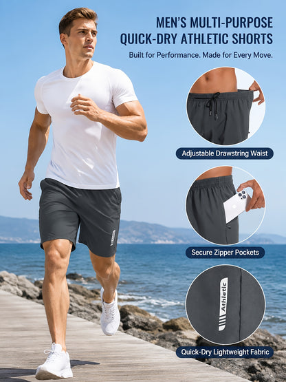 5pcs Men's Sports Gym Workout Shorts Basketball Shorts Men Stretch Waistband Side Zip Pocket Quick Drying
