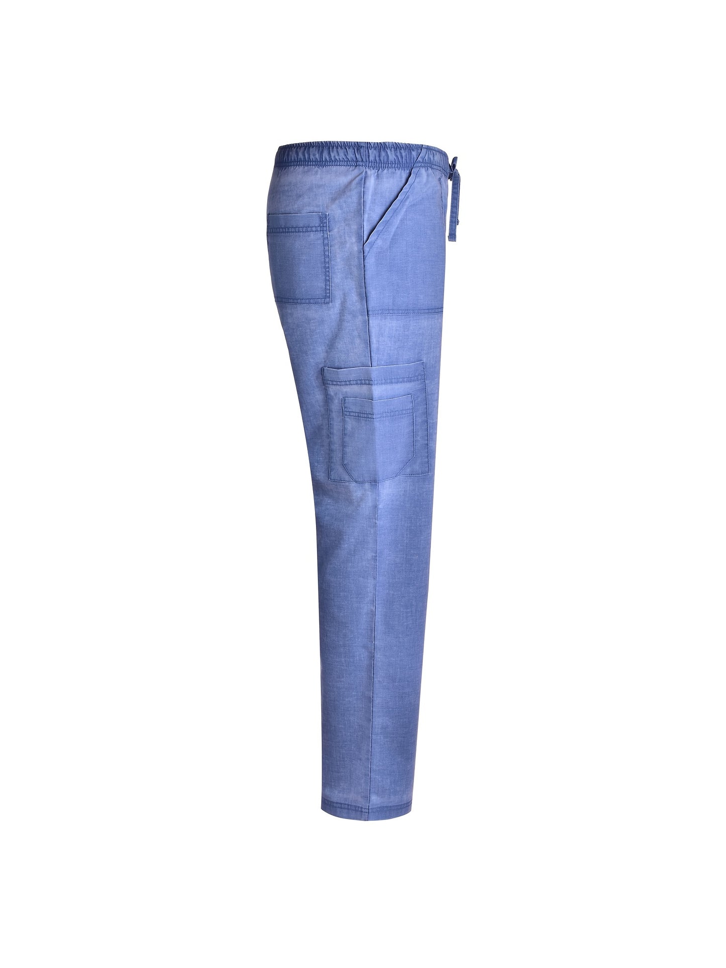 [Functional Two-Piece Set] Functional Two-Piece Set - Patched Pockets V-Neck Top & Drawstring Pants Unisex Outfits for Nurse