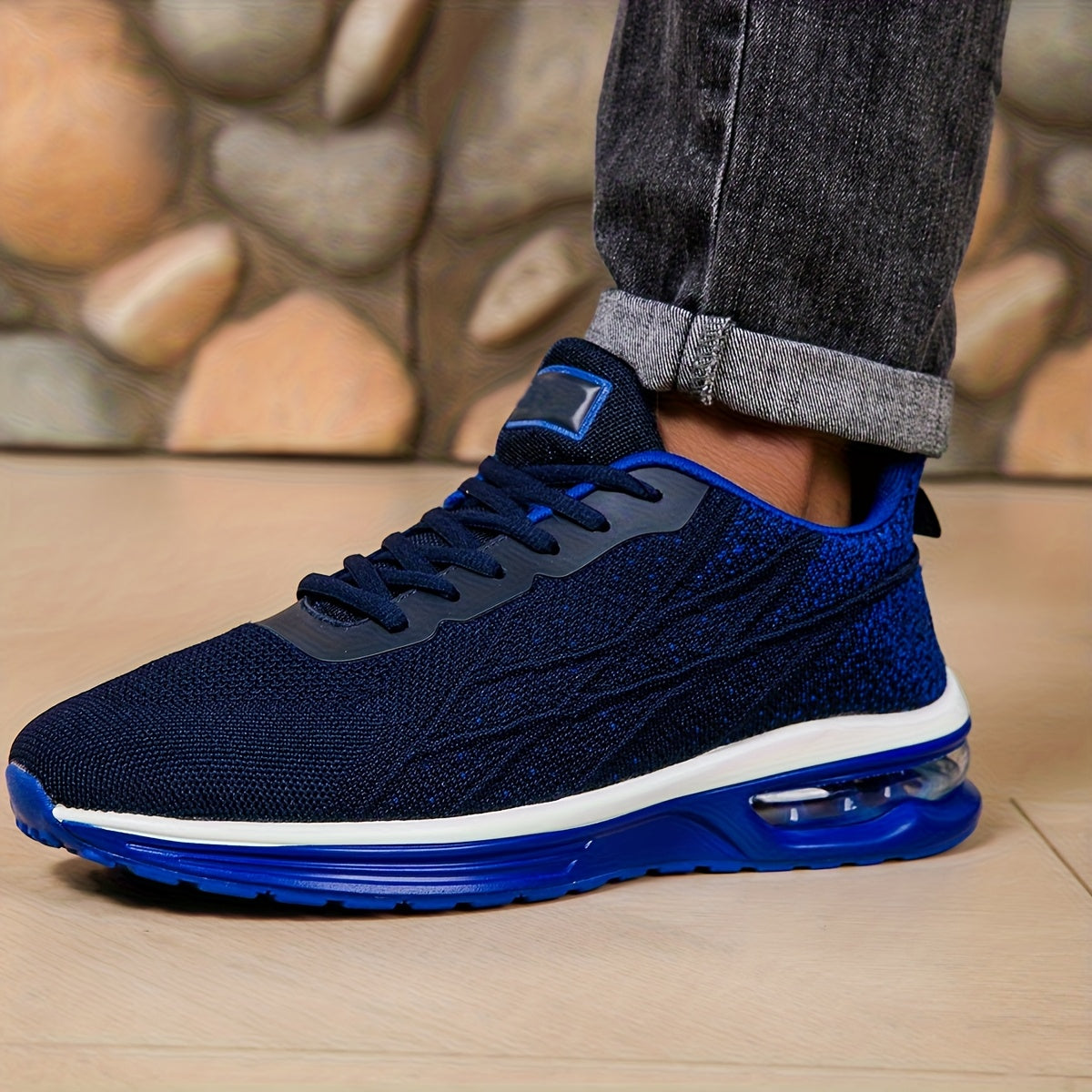 Men'S Breathable Air Cushion Running Shoes - Stylish Black Athletic Sneakers with Shock Absorption, Non-Slip Sole, And Durable Design for All-Day Comfort, Perfect for Outdoor Training, Fitness, And Long-Distance Running