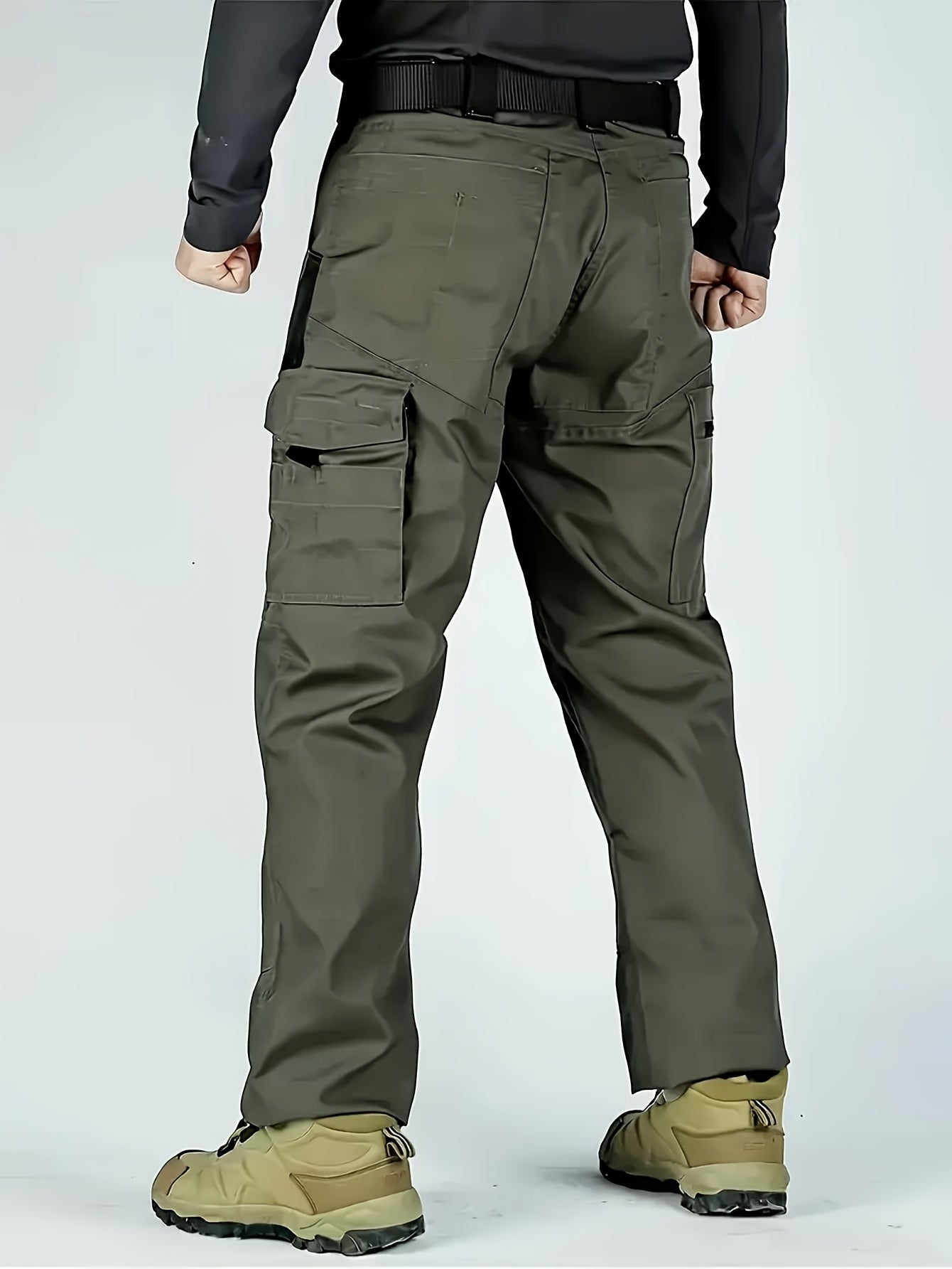 2pcs Men'S Tactical Pants - Heavy-Duty, Adjustable Belt & Multi-Pocket Design, Durable Outdoor Pants For Hiking, Hunting, Climbing, Casual Wear