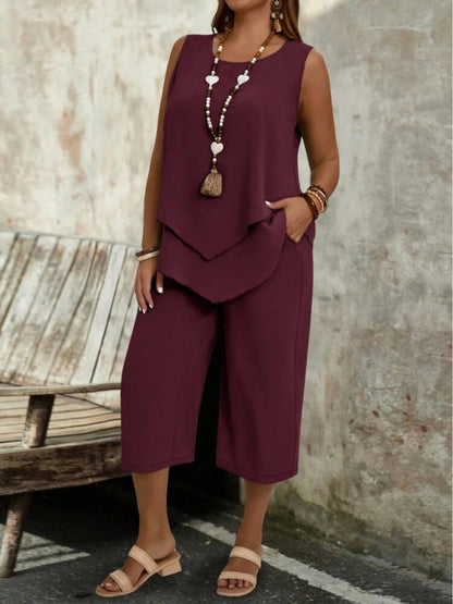 Women's Two-Piece Pants Set - Graphic Print Casual Look 0869