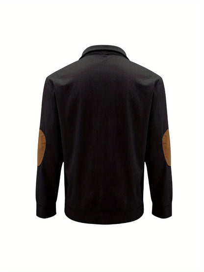 Men'S Autumn And Winter Outdoor Loose Jacket, Corduroy Casual Stand Up Collar, Long Sleeved Button Hoodie, Men'S