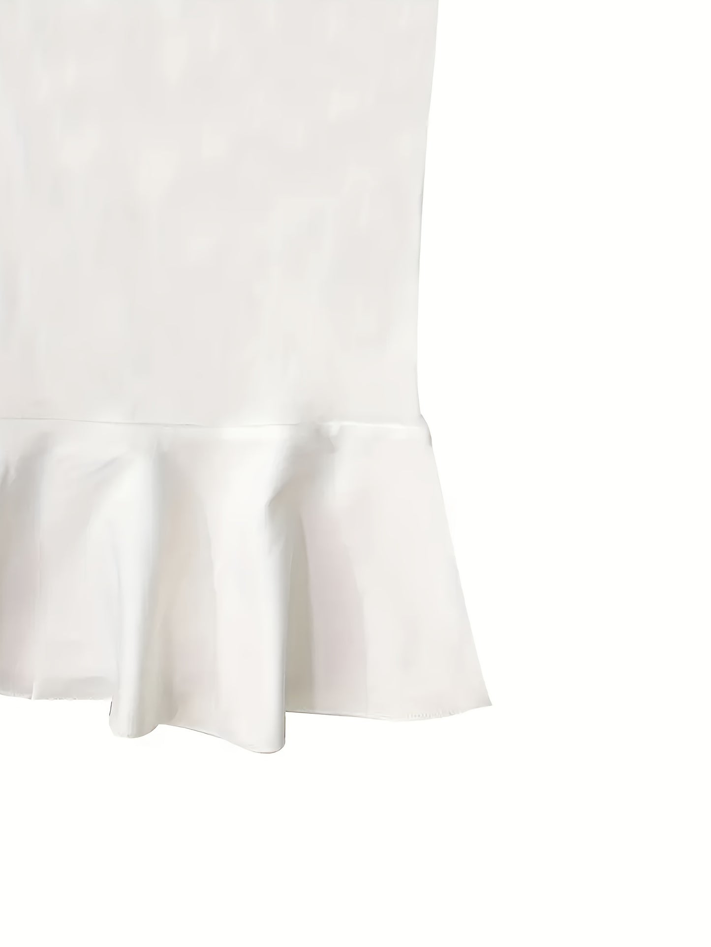 Plus Size - Plus Size - Puff - Sleeved White Mermaid Dress. Trendy for Formal And Chic Events