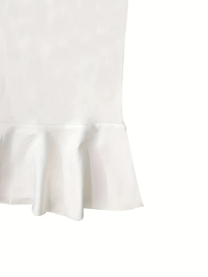 Plus Size - Plus Size - Puff - Sleeved White Mermaid Dress. Trendy for Formal And Chic Events