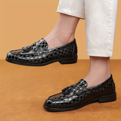Men's Slip-On Business Casual Loafers - All-Season, Plus Size Available, Genuine-Like Upper (Genuine) - British Style s for Office, Formal & Casual Attire - Pointed Toe & Cushioned Insole (8670)
