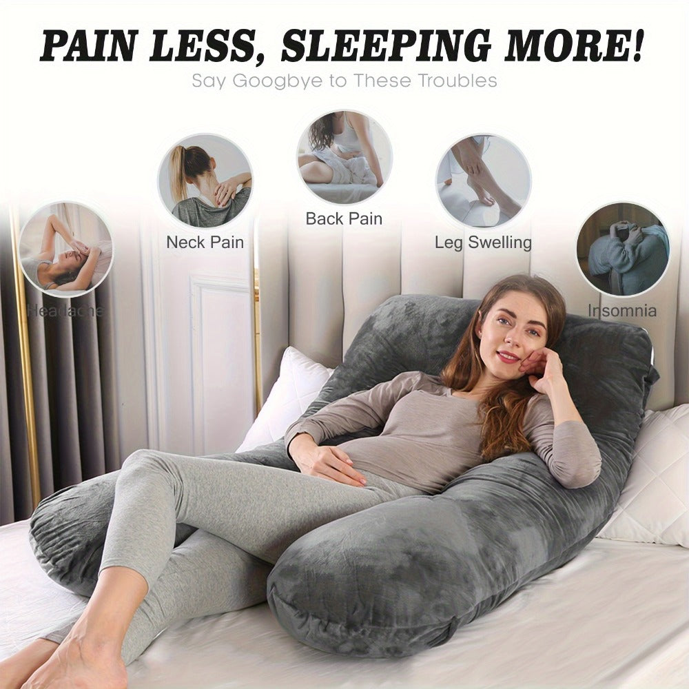 Multi-Position Full-Body Support Pillow - Back, Leg and Belly Support Shape