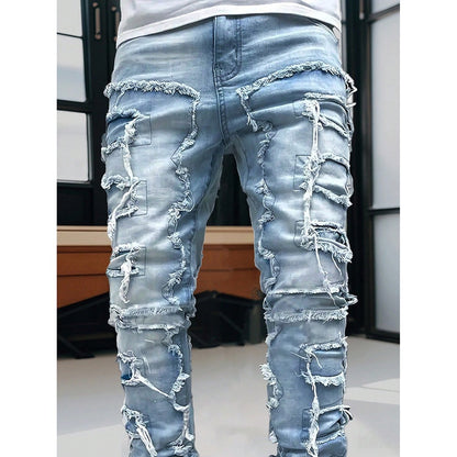 Men's Slim Fit Jeans - Classic Wash Distressed Everyday 377189
