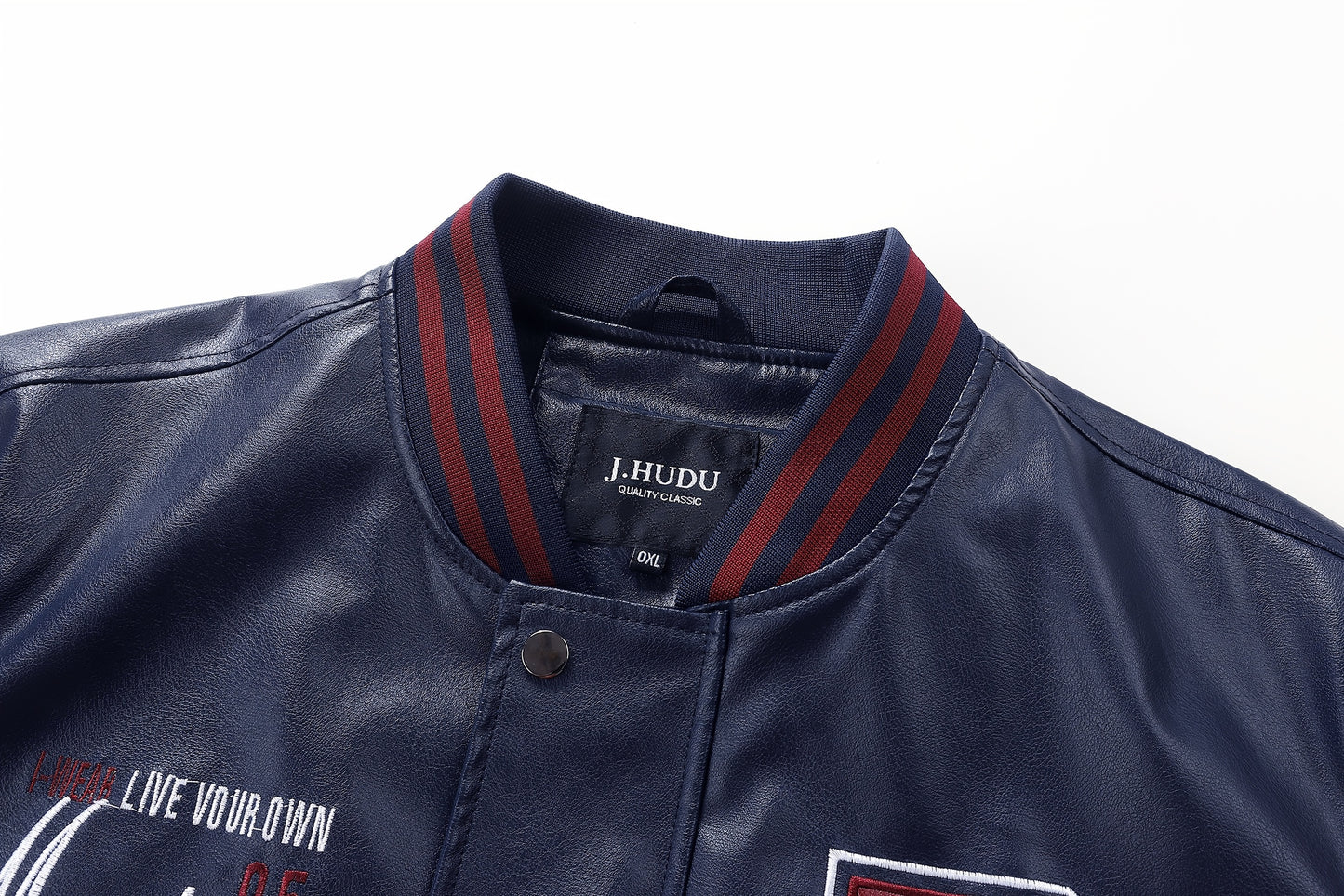 Plus Size Men'S Letter "R" Print PU Jacket for Spring/Autumn, Oversized Punk Raglan Baseball Jacket for Big & Tall Males, Men'S Clothing